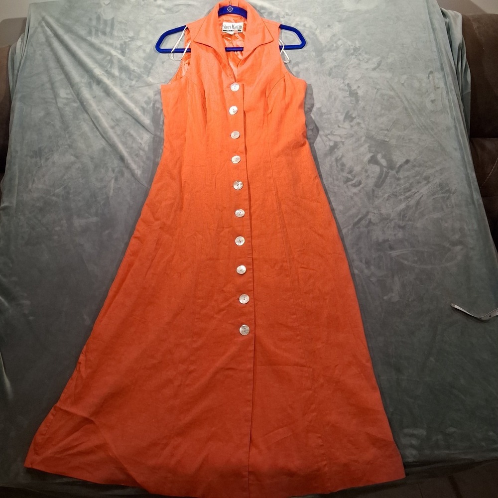 SHERI MARTIN NY CORAL MAXI DRESS VINTAGE 90s Y2K SZ 8